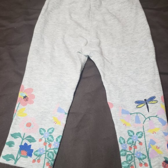 Leggings Old Navy Floral Design Lightweight Elastic Waist Grey Pink 12-18 Months - Picture 2 of 8